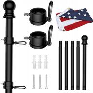 6ft black flagpole kit with american flag and bracket for tangle-free display: ideal for your home's porch or yard logo