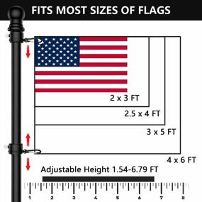 img 3 attached to 6FT Black Flagpole Kit With American Flag And Bracket For Tangle-Free Display: Ideal For Your Home'S Porch Or Yard