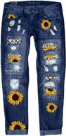 distressed stretch skinny denim jeans for women with plaid patch and rips - boyfriend style, featuring holes логотип