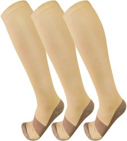 img 4 attached to 3 Pack Copper Compression Socks: Improve Circulation & Comfort For Men & Women - Ideal For Medical, Running, Athletic Use