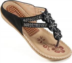 img 4 attached to Comfortable Cushioned Footbed Women'S Flip Flops: Ablanczoom'S Summer Sandals For Casual Walking, Beach, Or Bohemian Style, Slip-On Gladiator Flats