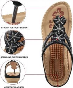 img 2 attached to Comfortable Cushioned Footbed Women'S Flip Flops: Ablanczoom'S Summer Sandals For Casual Walking, Beach, Or Bohemian Style, Slip-On Gladiator Flats