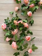 img 1 attached to 2 Pack Artificial Flower Garland - Fake Rose Vine Hanging Roses For Wedding Arch, Party Garden, Craft Home Decor review by Petr Webster
