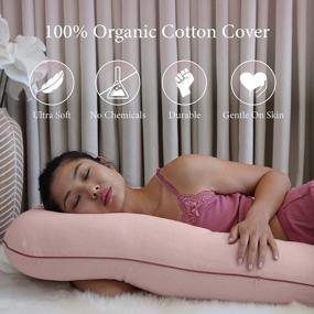 img 1 attached to PharMeDoc Organic Pregnancy Pillow - U Shaped Maternity Body Pillow - Cotton Candy Color - Organic Cotton Cover Full Body Pillow