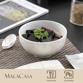 img 2 attached to Stylish And Functional: MALACASA Marble Bowls Set For Dessert, Salad, Ice Cream And More - 8 Piece Porcelain Bowls Set