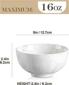 img 3 attached to Stylish And Functional: MALACASA Marble Bowls Set For Dessert, Salad, Ice Cream And More - 8 Piece Porcelain Bowls Set