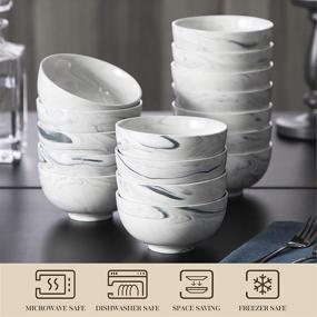 img 1 attached to Stylish And Functional: MALACASA Marble Bowls Set For Dessert, Salad, Ice Cream And More - 8 Piece Porcelain Bowls Set