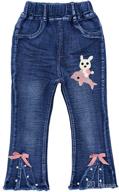 stylish distressed embroidered jeans for toddler girls by peacolate - size 2-11t логотип