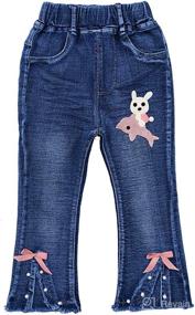 img 2 attached to Stylish Distressed Embroidered Jeans for Toddler Girls by Peacolate - Size 2-11T