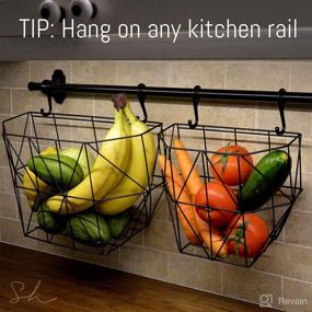 img 2 attached to 🍏 Farmhouse Wall Mounted Fruit Basket Set of 2 Black - Versatile Wall Hanging Organizer, Perfect for Fruits, Produce, Pantry Storage, or Wall Planters