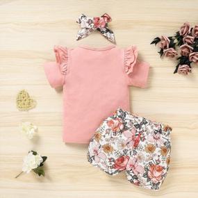 img 2 attached to Promoted To Big Sister- Floral Outfits For Baby Girls: Short Sleeve Shirt, Bowknot Shorts, And Headband- 3 Piece Clothing Set