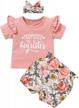 promoted to big sister- floral outfits for baby girls: short sleeve shirt, bowknot shorts, and headband- 3 piece clothing set logo