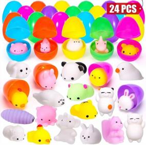 img 4 attached to 24 Pcs Mochi Squishy Toys Filled Easter Eggs - Perfect For Easter Basket Fillers, Egg Hunt Party Supplies & Stress Relief!
