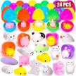 24 pcs mochi squishy toys filled easter eggs - perfect for easter basket fillers, egg hunt party supplies & stress relief! logo