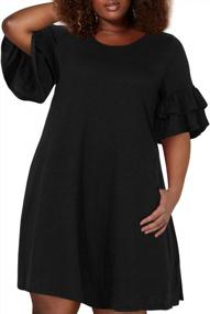 img 2 attached to Stylish And Comfortable: Women'S Ruffle Sleeve Plus Size Swing Dress With Pockets