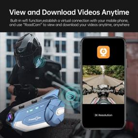 img 1 attached to FreedConn R1 Pro Motorcycle Camera Bluetooth 5.0 Helmet Headset With Music Sharing, 8-Way 1500M Range, 2K Camera, G-Sensor & 128G TF Card/2 In 1 Mic/IP65 Waterproof Rating