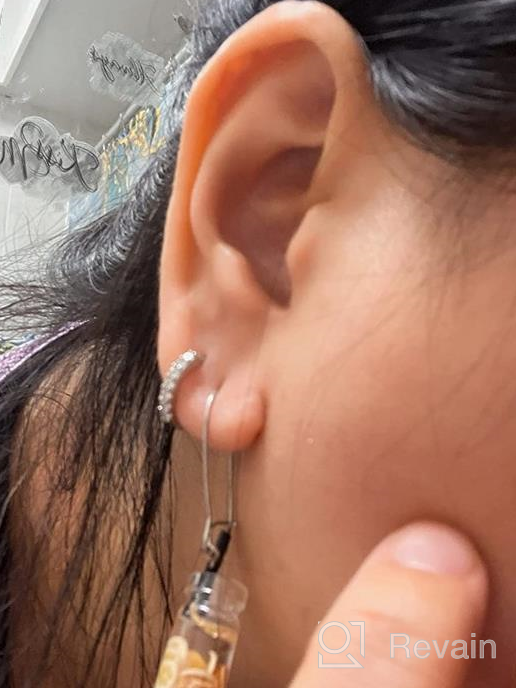 img 1 attached to Small CZ Huggie Hoop Earrings | 14k Gold/Silver/Rose Gold Plated | Dangle Drop Heart Spike Cross Initial Cuff Earrings | Minimalist Jewelry for Women and Girls review by Michelle Hermann
