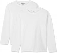 pack of 2 unacoo cotton crewneck t-shirts for boys and girls (ages 3-12) - long sleeve, white, size m (7-8t) logo
