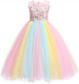 img 4 attached to Unicorn Rainbow Long Tulle Dress For Girls - Perfect For Weddings, Birthdays, Princess Parties, Carnivals, Performances, Dances, Pageants, And Ball Gowns By MYRISAM