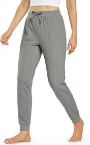 img 4 attached to Promover Joggers For Women Cotton Sweatpants Drawstring Yoga Lounge Workout Tapered Pants With Pockets