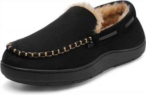 img 4 attached to Men'S Microsuede Moccasin Slippers With Plush Lining House Shoes By DREAM PAIRS