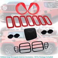 18-piece red & black enrand renegade accessories set: door handle covers, gas tank cover, tail light guards, headlight covers, and grill inserts logo