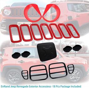 img 4 attached to 18-Piece Red & Black EnRand Renegade Accessories Set: Door Handle Covers, Gas Tank Cover, Tail Light Guards, Headlight Covers, And Grill Inserts