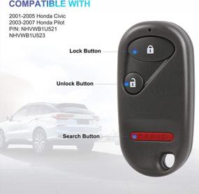 img 3 attached to VOFONO Keyless Entry Remote Key Fob Fits For Honda Civic EX LX DX 2001-2005 / Pilot 2003-2007 Replacement For P/N: NHVWB1U521 NHVWB1U523 (3 Buttons) Pack Of 2