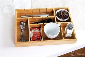 img 2 attached to Juvale Bamboo Silverware Organizer - Kitchen Drawer Divider for Utensils and Cutlery - Cabinet and Utility Drawer Organizer, 14 x 10 x 2 Inches