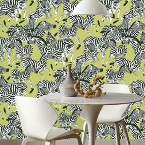 img 4 attached to Transform Your Space With Waverly Herd Together Peel And Stick Wallpaper – Green And White (18 In X 18.86 Ft) – Hassle-Free Application And Removal