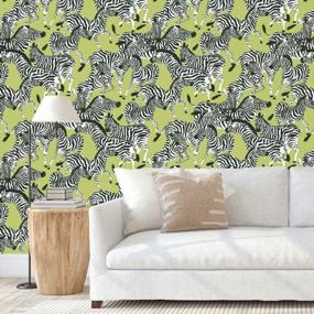 img 2 attached to Transform Your Space With Waverly Herd Together Peel And Stick Wallpaper – Green And White (18 In X 18.86 Ft) – Hassle-Free Application And Removal