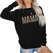 leopard print embroidered mama sweatshirt: a casual long sleeve pullover top for women, perfect for mom life logo