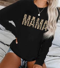 img 1 attached to Leopard Print Embroidered Mama Sweatshirt: A Casual Long Sleeve Pullover Top For Women, Perfect For Mom Life