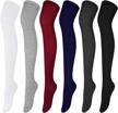 stylish and versatile: aneco thigh high knee-high stockings in 6 solid colors for women's cosplay logo