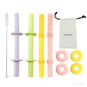 img 4 attached to 🍼 Jeloved Hollow Teether Tubes 4 Pack: Soft Silicone Baby Teething Toys with Safety Shield – BPA Free, Freezable, Dishwasher Safe