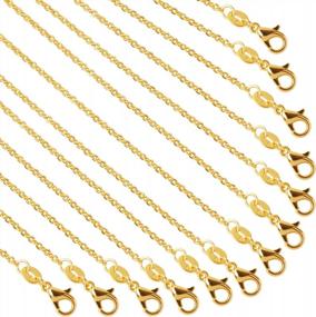 img 4 attached to 50-Pack Gold Plated Necklace Chains For Jewelry Making - High-Quality Cable Chains At 18 Inches