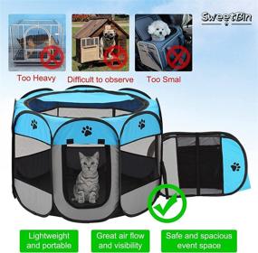 img 1 attached to SweetBin Dog Playpen Cat Pen with Waterproof Bottom and Removable Zipper Top, Portable Pet Play Pen with Side Door for Medium-sized Dogs and Cats, Blue