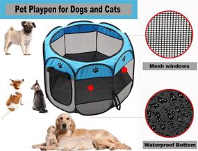 img 2 attached to SweetBin Dog Playpen Cat Pen with Waterproof Bottom and Removable Zipper Top, Portable Pet Play Pen with Side Door for Medium-sized Dogs and Cats, Blue