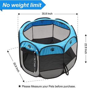 img 3 attached to SweetBin Dog Playpen Cat Pen with Waterproof Bottom and Removable Zipper Top, Portable Pet Play Pen with Side Door for Medium-sized Dogs and Cats, Blue