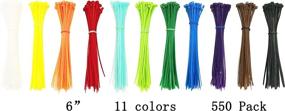 img 2 attached to 🔒 550pcs 6-inch Self Locking Nylon Cable Zip Ties for Summer Home in 11 Vibrant Colors: White, Yellow, Orange, Red, Sky Blue, Fluorescent Green, Green, Blue, Purple, Coffee, Black