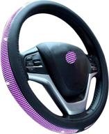2019 new crystal steering wheel cover rhinestones diamond bling for women (black purple logo