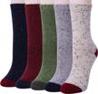 5 pairs women's wool winter socks - thick knit cabin cozy crew gift set logo