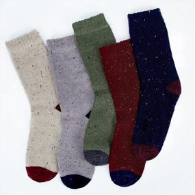 img 3 attached to 5 Pairs Women'S Wool Winter Socks - Thick Knit Cabin Cozy Crew Gift Set