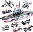 1630 pieces aircraft carrier building blocks set, city police military battleship building toy with army car, helicopter, airplane, warship, boat, fun stem toy for boys & girls age 6-12 logo