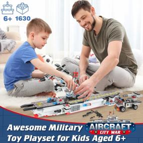 img 3 attached to 1630 Pieces Aircraft Carrier Building Blocks Set, City Police Military Battleship Building Toy With Army Car, Helicopter, Airplane, Warship, Boat, Fun STEM Toy For Boys & Girls Age 6-12