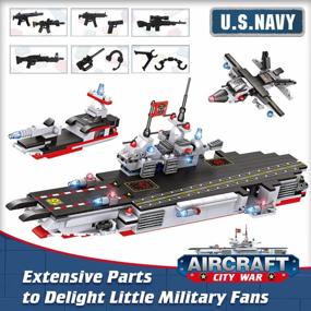 img 2 attached to 1630 Pieces Aircraft Carrier Building Blocks Set, City Police Military Battleship Building Toy With Army Car, Helicopter, Airplane, Warship, Boat, Fun STEM Toy For Boys & Girls Age 6-12