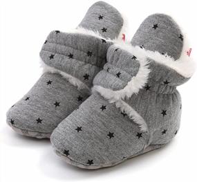 img 3 attached to Soft Fleece Booties With Non-Skid Grippers For Newborns And Infants, Perfect Winter Ankle Slippers For Baby Boy And Girl, Stay-On Toddler First Walkers Crib Shoes By Babelvit