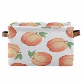 img 4 attached to Watercolor Pink Fruit Peach Large Storage Basket Bins: Collapsible Organizer With Handles For Toys, Laundry, And More In Closet Shelf Nursery (1PCS)