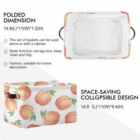 img 3 attached to Watercolor Pink Fruit Peach Large Storage Basket Bins: Collapsible Organizer With Handles For Toys, Laundry, And More In Closet Shelf Nursery (1PCS)