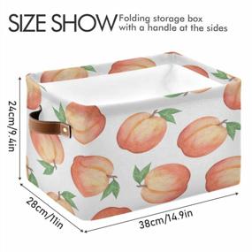 img 2 attached to Watercolor Pink Fruit Peach Large Storage Basket Bins: Collapsible Organizer With Handles For Toys, Laundry, And More In Closet Shelf Nursery (1PCS)